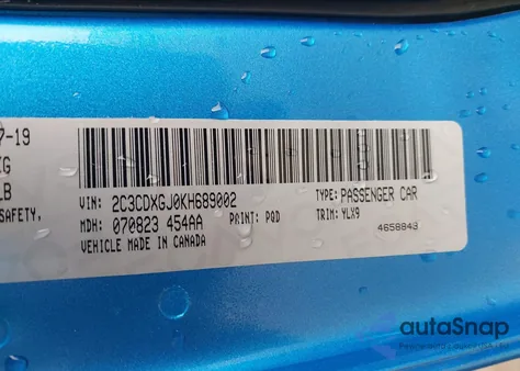 2019 Dodge Charger Scat Pack Rwd from USA, damaged, VIN 2C3CDXGJ0KH689002